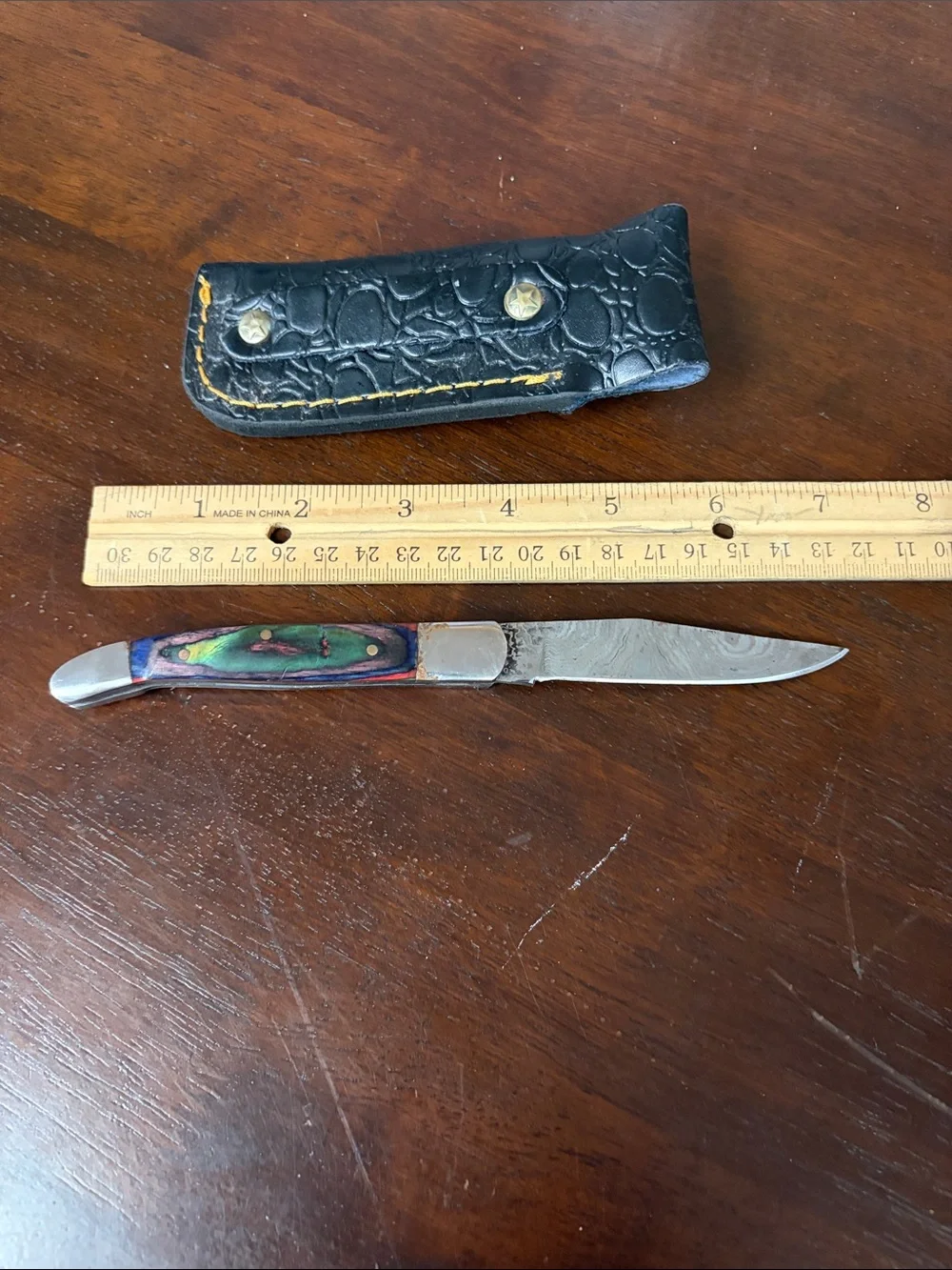 Hand crafted 7” folding Damascus steel